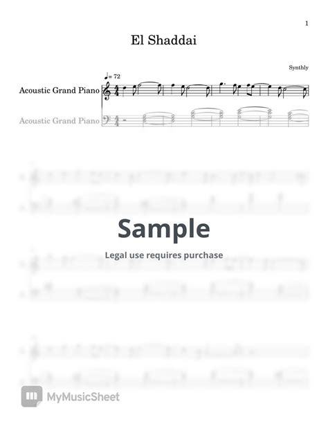 Jesus Image El Shaddai Easy Piano Sheet 악보 By Synthly