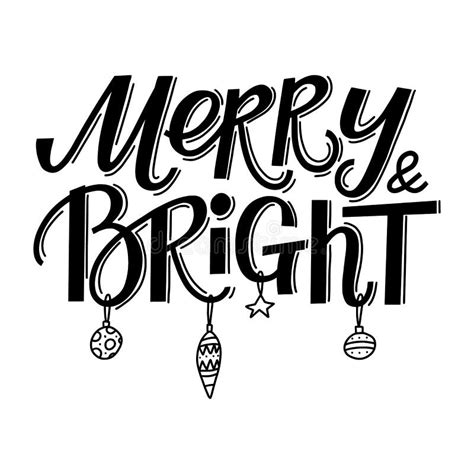 Merry And Bright Christmas Golden Elegant Modern Brush Lettering With