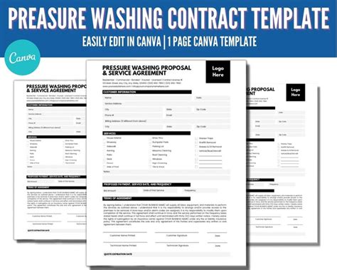 Pressure Washing Contract Template Pressure Washing Estimate Etsy In 2023 Contract Template