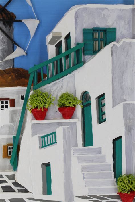 Traditional House Windmills Of Mykonos Cyclades Handmade D Painting