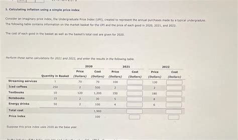 Solved 1 Calculating Inflation Using A Simple Price Index