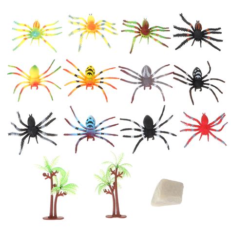 15pcs Halloween Prank Toy Realistic Spider Bugs Simulation Plastic