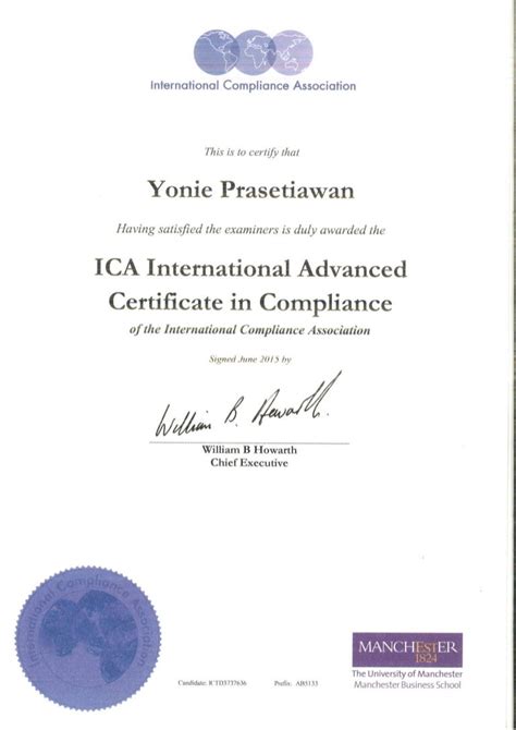 ICA International Advanced Certificate in Compliance