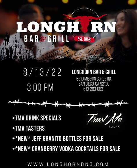 Longhorn Bar And Grill Tasting Trust Me Vodka