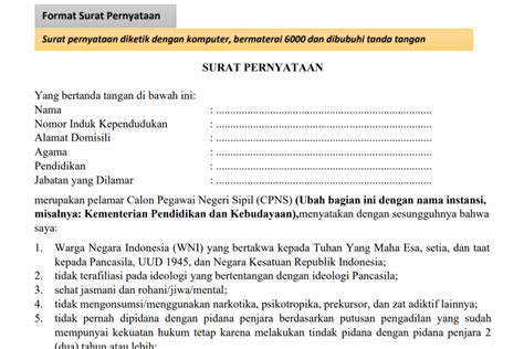 Surat Pernyataan Sesuai Dengan Persyaratan Instansi Nguliah