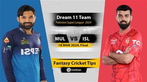 MUL Vs ISL Dream11 Prediction Final Match PSL 2024 Dream Team Captain