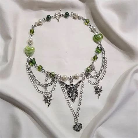 Hermoso collar de corazón de perlas de hadas Fairycore Goblincore