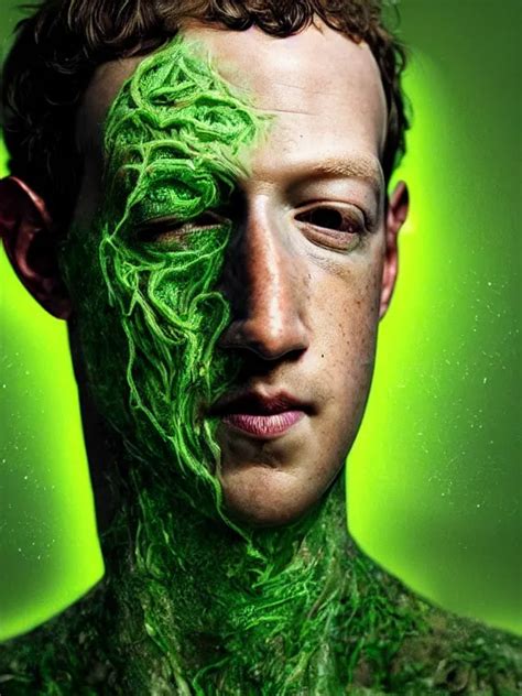 Portrait Of A Mark Zuckerberg Skin Peeling Away To Stable Diffusion