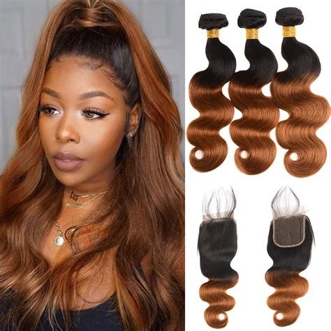 Amazon 1B 30 Body Wave 3 Bundles With Closure Ombre Bundles