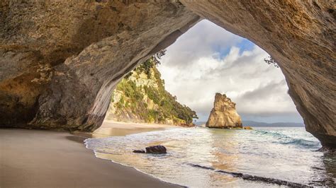 1920x1080 New Zealand Cathedral Cove Beach  743 Kb Hd Wallpaper