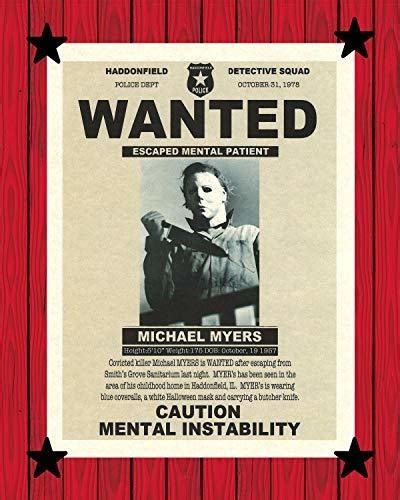 P Steres Halloween Michael Myers Mock Wanted Poster Haddon Env O Gratis