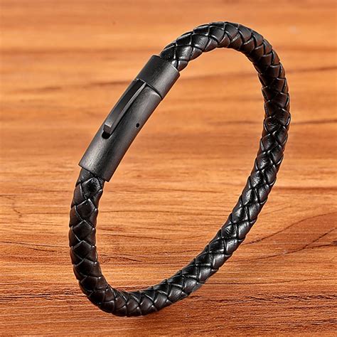 Xqni Pulseira De Couro Masculina Estilo Cl Ssico Simples Preto O De