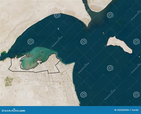 Al Asimah Kuwait Low Res Satellite No Legend Stock Illustration