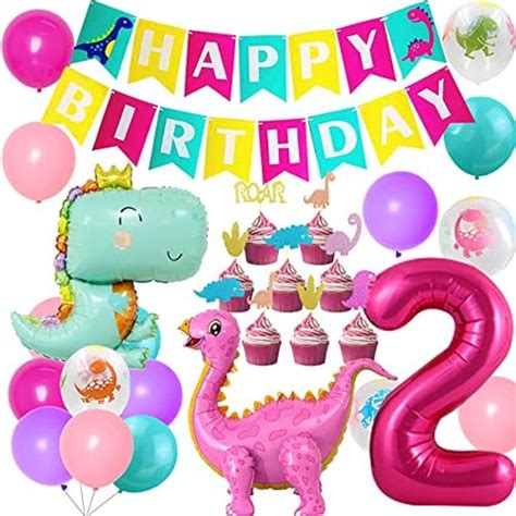 Dinosaur Birthday Party Decorations Girls Pink Dinosaur Balloons Happy