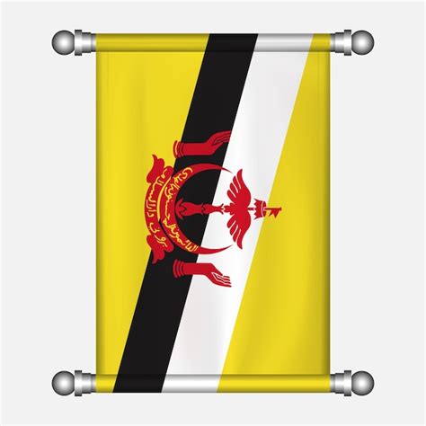 Bandera Realista Colgada Del Bander N De Brunei Vector Premium