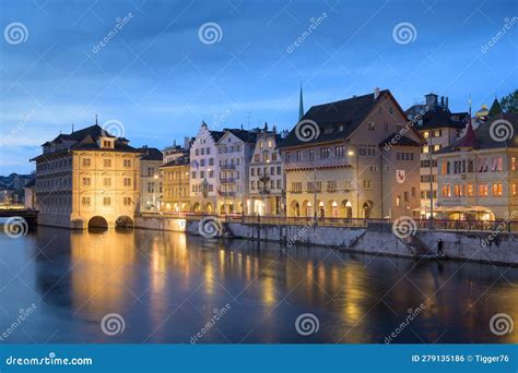 Zurich at Night with the Town Hall - Switzerland Stock Photo - Image of switzerland ...