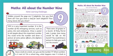 Eyfs Maths All About Number Nine Home Learning Challenges Hot Sex Picture