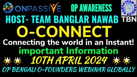 Onpassive Team Banglar Nawab Bengali Webinar Importan Information