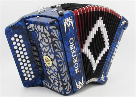 Norteño Brand Accordion 5 Registers Blue/White Euro - Gabbanelli Accordions