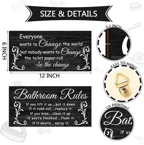 Buy Jetec 2 Pieces Bathroom Wall Decor Bathroom Rules Flower Wall Art