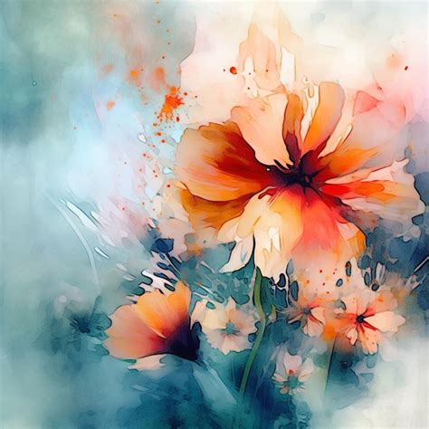 Premium AI Image Watercolor Hand Paint Floral Art