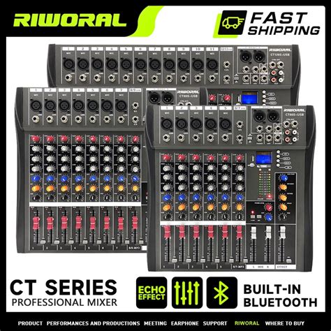 RIWORAL Audio Mixer CT6 8 12 Channel DJ USB Bluetooth Mixer Sound