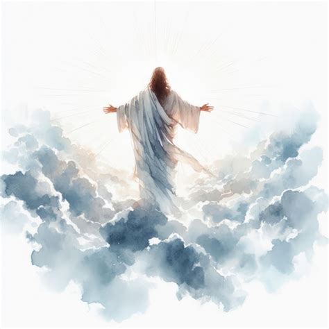 Premium Photo Minimalist Watercolor Illustration Ascension Of Jesus