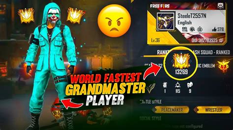 World Fastest Grandmaster Player Garena Free Fire YouTube