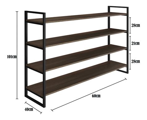 Prateleira Industrial Em A O E Mdf Mx Cmx Cm Elisa Ig Mercado Livre