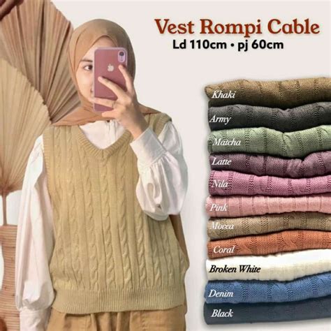 Jual DELMI LOLLA VEST CABLE ULIR PREMIUM ROMPI RAJUT OUTER KOREA