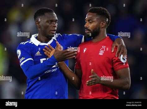 Leicester Citys Patson Daka Left And Nottingham Forests Emmanuel