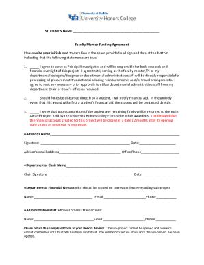 Fillable Online Honors Buffalo Faculty Mentor Agreement Form