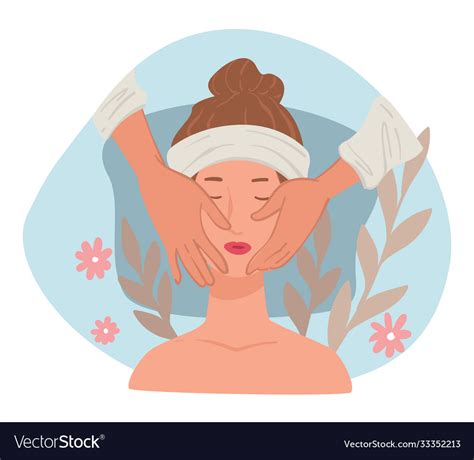 Spa Salon Procedure Facial Massage And Skincare Vector Image