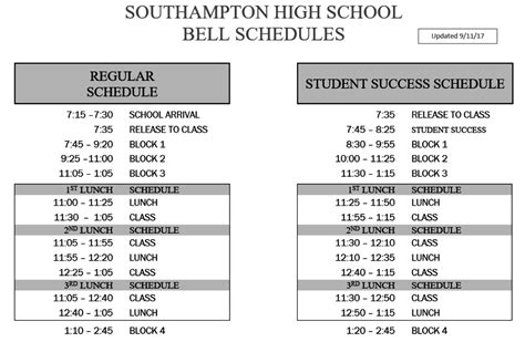 Bell Schedule Bell Schedule