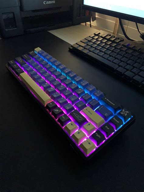 65 Custom Mechanical Keyboard Blue Samurai Keycaps Computers Tech