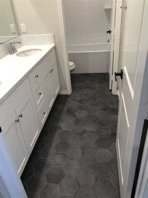 Elevate Your Bathroom With Stylish Off Black Hexagon Floors