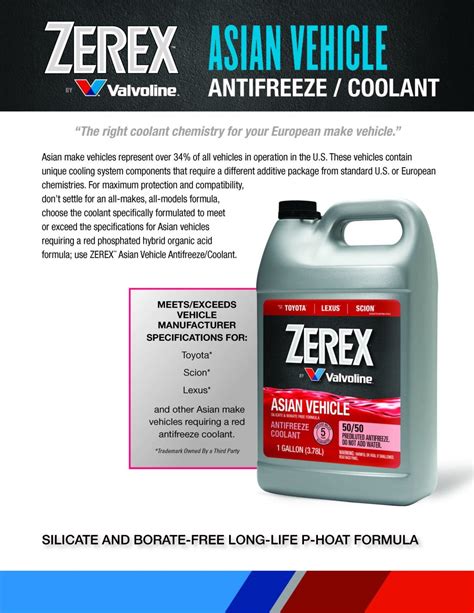 Valvoline Zerex Asia Vehicle Afc Rtu Greatocean