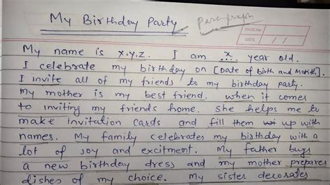 How To Write A Paragraph On My Birthday Party Paragraph Writing Class