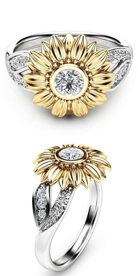 Lovely Sunflower Ring Etsy Jewelry Rings Floral Engagement Ring