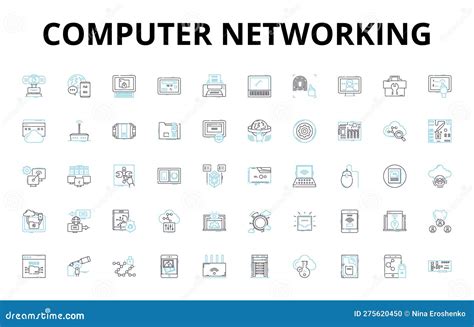 Computer Networking Linear Icons Set Router Lan Wan Ethernet Firewall Modem Dns Vector