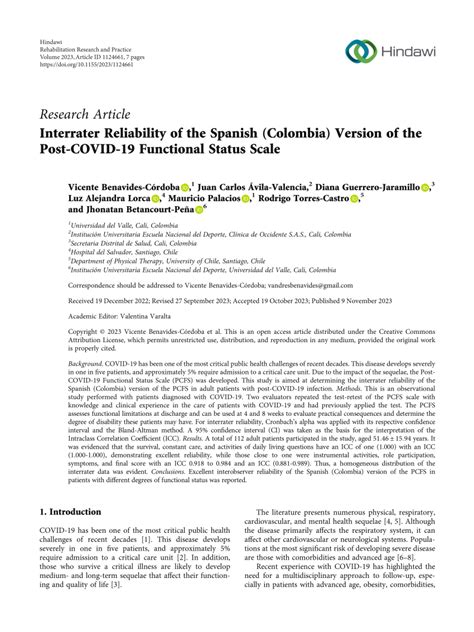 Pdf Interrater Reliability Of The Spanish Colombia Version Of The