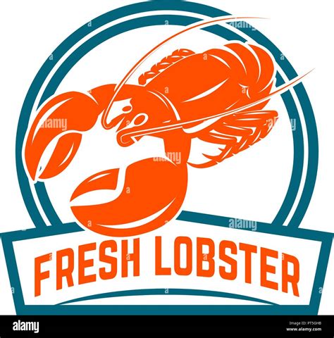 Fresh Seafood Emblem Template With Lobster Design Element For Logo