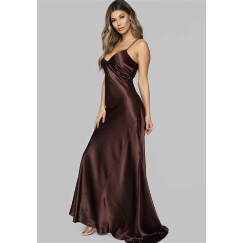 Fashion Nova Figure Hugging Satin Maxi Dress Depop