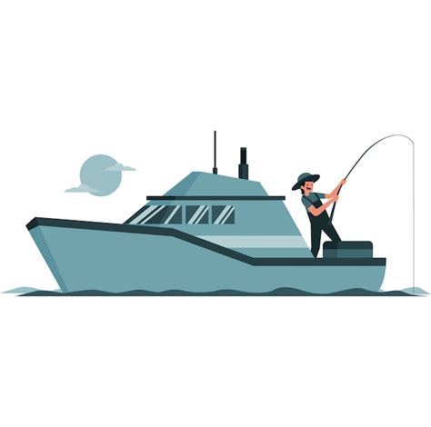 Ilustraci N De Un Hombre Pescando En Un Barco Vector Premium