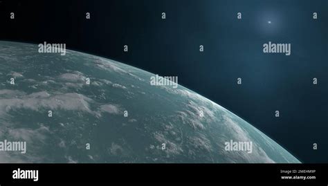 Blue atmosphere in hypothetical exoplanet Kepler 22b Stock Photo - Alamy