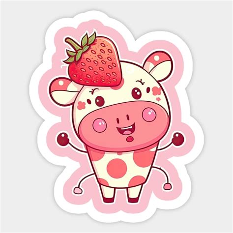 Cute Strawberry Cow Strawberry Cow Sticker Teepublic