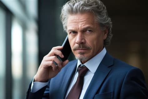 Premium AI Image Portrait Of A Confident Mature Businessman Using A