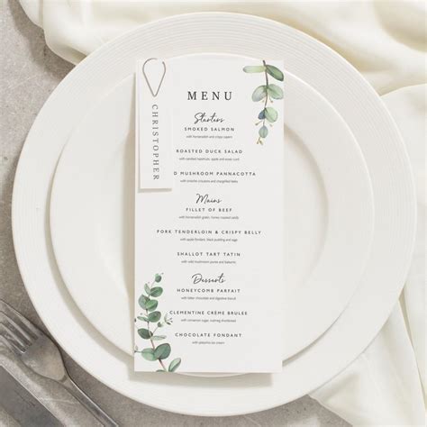 Wedding Menu Cards, Dinner Menu Cards, Menu Card With Place Card ...