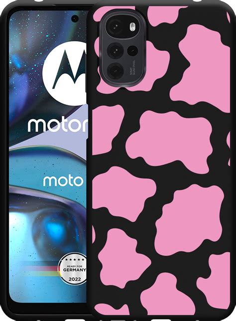 Motorola Moto G22 Hoesje Zwart Roze Koeienvlekken Designed By Cazy Bol