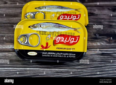 Cairo Egypt February 9 2023 Canned Tolido Sardines In Vegetable Oil